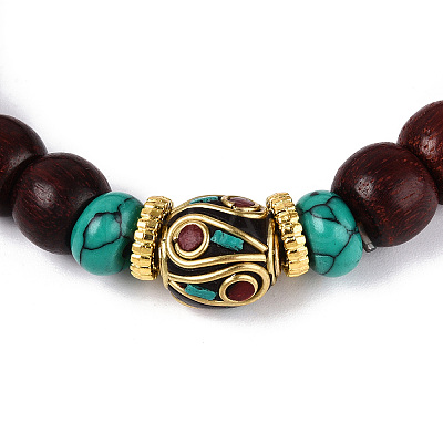 Rondelle Sandalwood Mala Bead Bracelets BJEW-N010-012-1