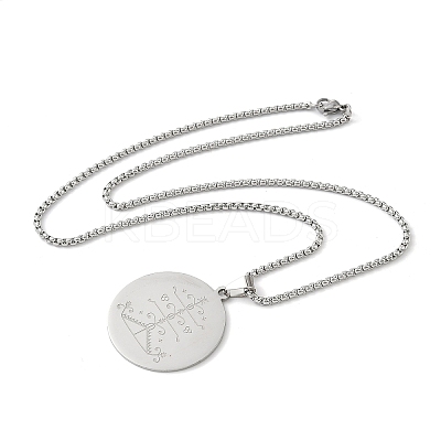 201 Stainless Steel Engraved Ogou Feray Veve Pendant Necklaces LS-NJEW-H065-02P-1