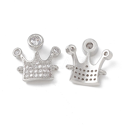 Brass Pave Clear Cubic Zirconia Connector Charms KK-E068-VB347-1