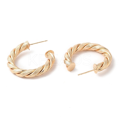 Brass Twist Rope Stud Earrings Findings EJEW-Q765-01G-1