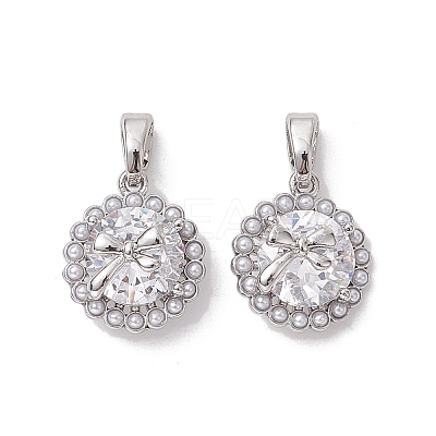 Brass Micro Pave Clear Cubic Zirconia Charms KK-K360-15P-1