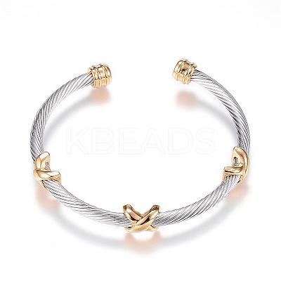 316 Surgical Stainless Steel Torque Cuff Bangles BJEW-D437-A10-1