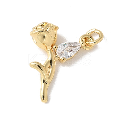 Brass Micro Pave Clear Cubic Zirconia Pendants KK-Q031-02G-1