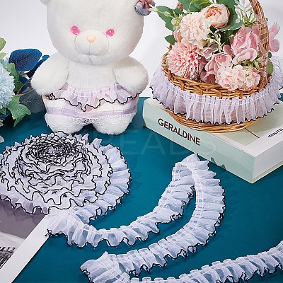8 Yards Polyester Pleated Lace Trim OCOR-WH0080-87A-1