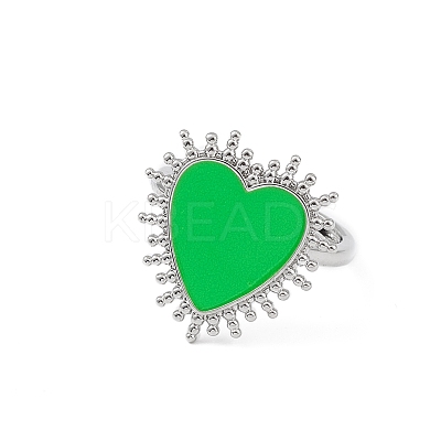 Adjustable Enamel Heart Signet Ring RJEW-K240-01P-1