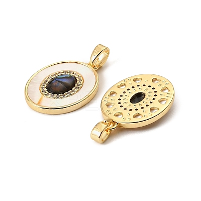 Brass Paua Shell Pendants KK-G538-38G-01-1