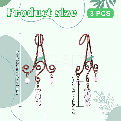 3Pcs Nuggets Natural Green Aventurine & Amethyst & Rose Quartz & Quartz Crystal Flowerpot Decoration HJEW-OC00089-1