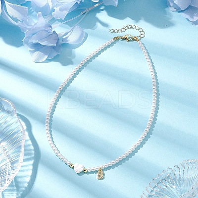 Brass Micro Pave Grade AAA Cubic Zirconia Letter Pendant Necklaces NJEW-JN04771-02-1