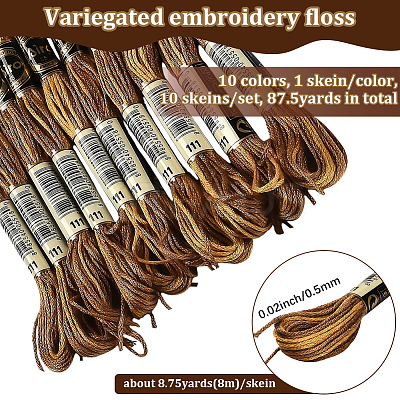 10 Skeins 6-Ply Polyester Embroidery Floss OCOR-CY0002-99F-1