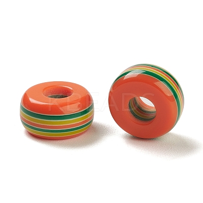 100Pcs Rainbow Striped Resin European Beads RESI-D051-01A-1