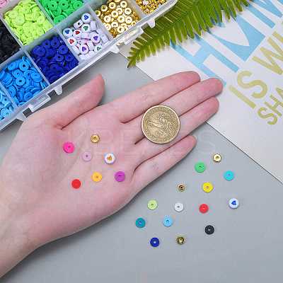 Flat Round Handmade Polymer Clay Beads CLAY-CJ0001-21-1