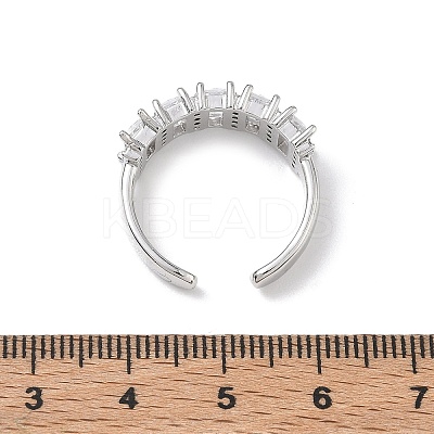 Brass Micro Pave Cubic Zirconia Cuff Open Rings for Women RJEW-L343-16P-04-1