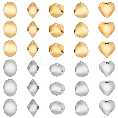 40Pcs 10 Styles 304 Stainless Steel Pendants STAS-PH0004-57-1