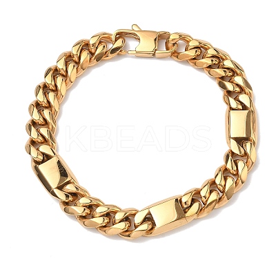 304 Stainless Steel Cuban Link Chain Bracelets for Women BJEW-G779-04B-G-1