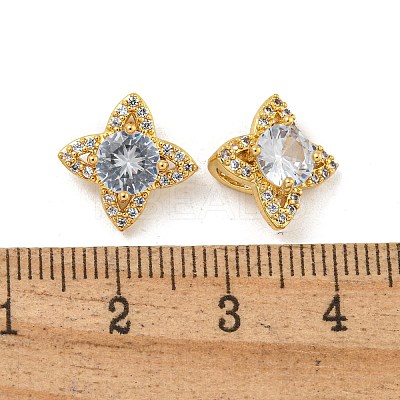 Rack Plating Brass Micro Pave Cubic Zirconia Charms KK-G513-03G-1