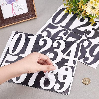 12 Sheets 2 Colors Number 0~9 PVC Waterproof Self-Adhesive Sticker DIY-NB0007-28-1