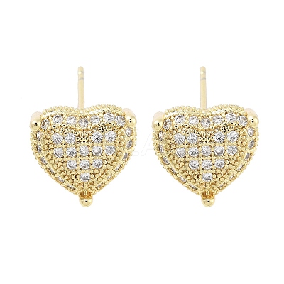Brass Micro Pave Clear Cubic Zirconia Studs Earring for Women EJEW-S217-A05-1