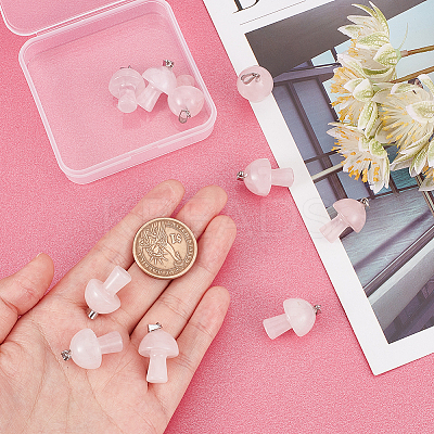 10Pcs Natural Rose Quartz Pendants G-UN0001-18A-1