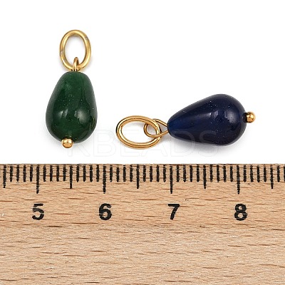 12Pcs 12 Colors Natural Rose Quartz & Green Aventurine & Topaz Jade & Strawberry Quartz & Amazonite & Jade Teardrop Pendants STAS-G359-04G-1