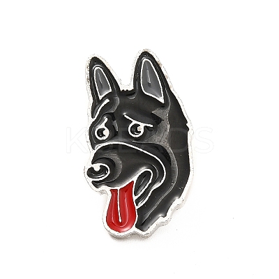 Dog Enamel Pin with Brass Butterfly Clutches JEWB-A006-03H-1