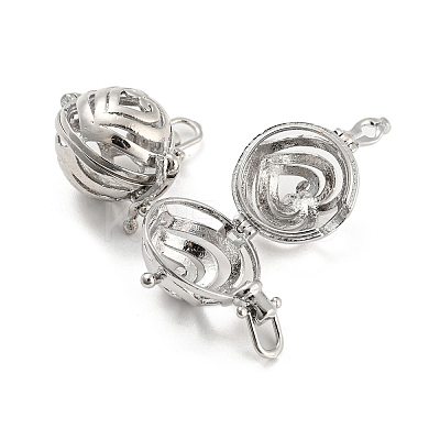 Rack Plating Brass Cage Pendants KK-D050-01P-1