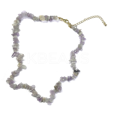 Natural Lavender Amethyst Chips Beaded Necklace NJEW-FZ00004-05-1