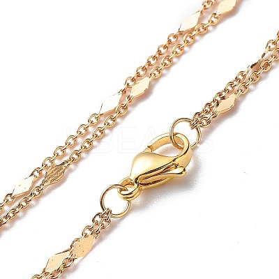 Brass Link Chain Double Layer Necklaces NJEW-JN03993-1