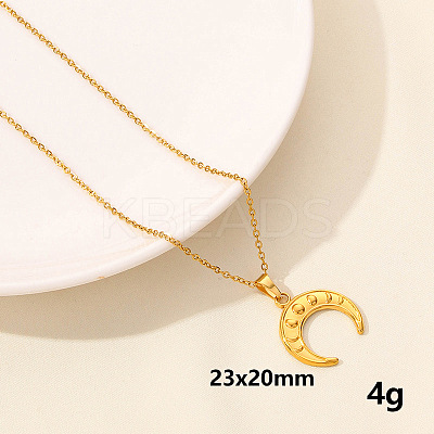 304 Stainless Steel Double Horn Pendant Necklaces LL9510-6-1