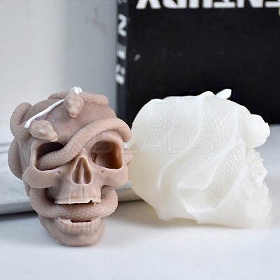 DIY Halloween Skull & Snake Candle Food Grade Silicone Statue Molds SNAK-PW0001-11-1