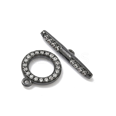 Brass Micro Pave Clear Cubic Zirconia Toggle Clasps KK-G548-26-1