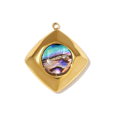304 Stainless Steel Paua Shell Pendants STAS-OY008-91G-1
