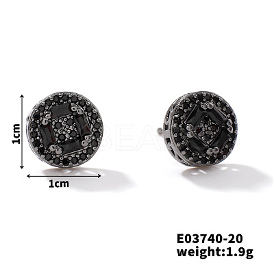 Chic Brass Cubic Zirconia Stud Earrings LS-ZD1304-12-1