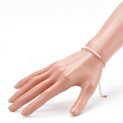 September Birthstone Natural Rose Quartz Beaded Bracelets BJEW-JB06092-09-1