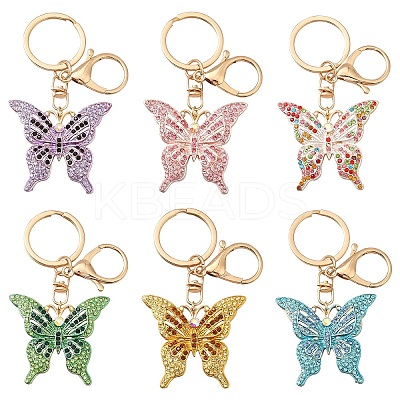 Butterfly Alloy Rhinestone Keychain KEYC-YW00114-01-1