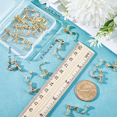24Pcs 2 Size Brass Screw Clip-on Earring Findings KK-BBC0008-29-1