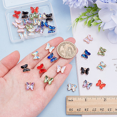 32Pcs 8 Colors Alloy Glass Charms FIND-ME0001-95-1