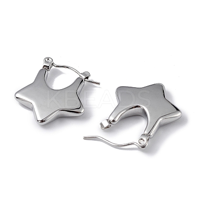 Non-Tarnish 304 Stainless Steel Star Thick Hoop Earrings for Women LS-EJEW-I284-08P-1