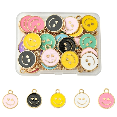 40Pcs 8 Colors Alloy Enamel Pendants ENAM-FS0002-06-1