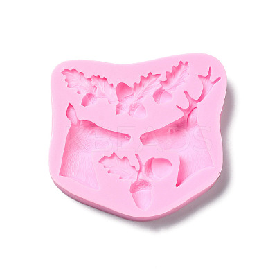 DIY Christmas Reindeer Head & Acorn Food Grade Silicone Molds DIY-G090-01-1