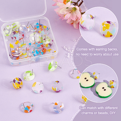 40Pcs Acrylic Flat Round Stud Earring Findings TACR-PH0001-59-1