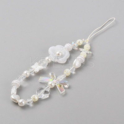 Resin Beaded Mobile Phone Lanyard Wrist Strap HJEW-WH0069-06-1