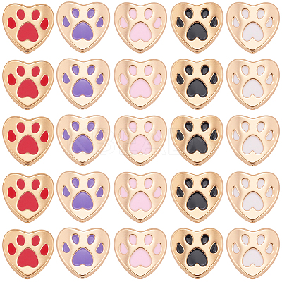 50Pcs 5 Colors Alloy Enamel Beads FIND-SC0022-64-1