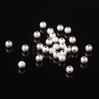 6mm Silver Color Plated Brass Textured Beads X-EC248-S-1
