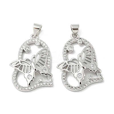 Rack Plating Brass Micro Pave Cubic Zirconia Pendants KK-F869-23P-1