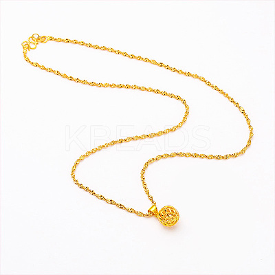 Hollow Round Ball Brass Pendant Necklaces for Women FS-WG3DF9E-01-1