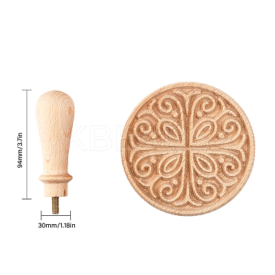 Chinese Mid-Autumn Festival Hand-Pressure Wooden Flower Carved Moon Cake Mould DIY-WH0410-25-1