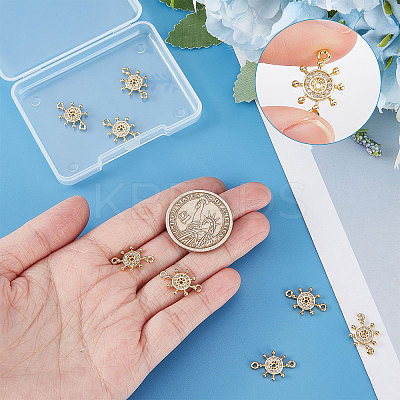 Long-Lasting Plated Brass Micro Pave Clear Cubic Zirconia Connector Charms KK-BBC0003-34-1