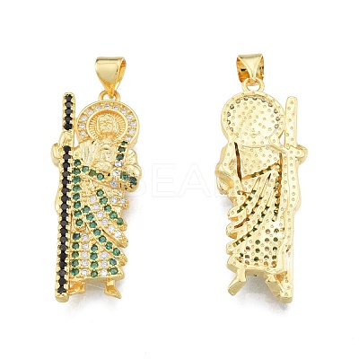 Brass Micro Pave Cubic Zirconia Pendants KK-G431-05G-1