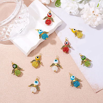 10Pcs 5 Colors Glass Seed Beads Alloy Pendants FIND-TA0005-74-1