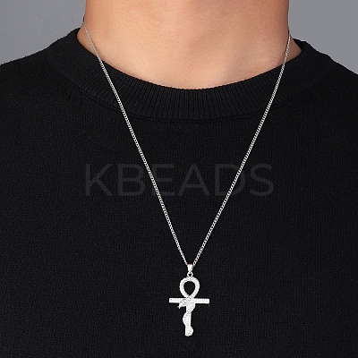 Brass Micro Pave Cleal Cubic Zirconia Pendant Necklaces NJEW-M211-03D-P-1